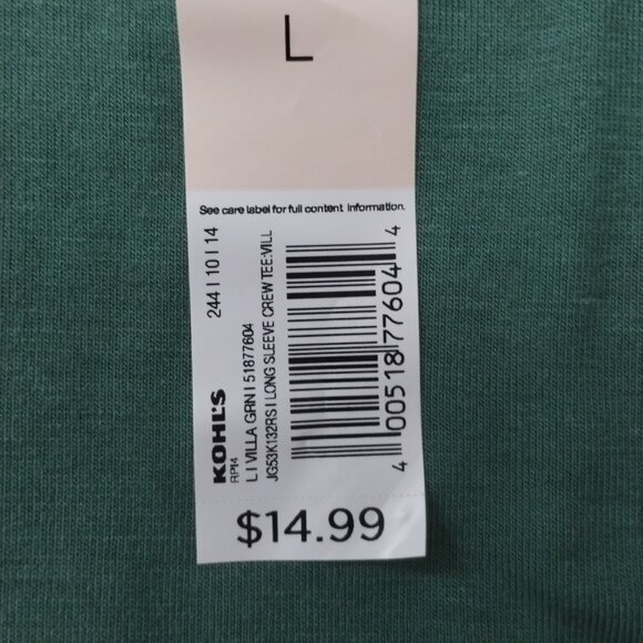 Khol's SO dark green long sleeve crew neck tee - Picture 2 of 2